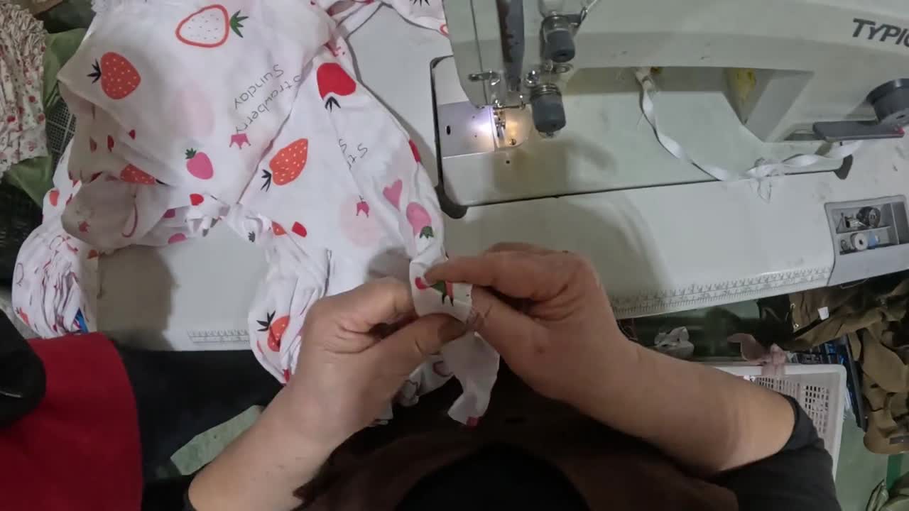 Close view of trouser hem sewing